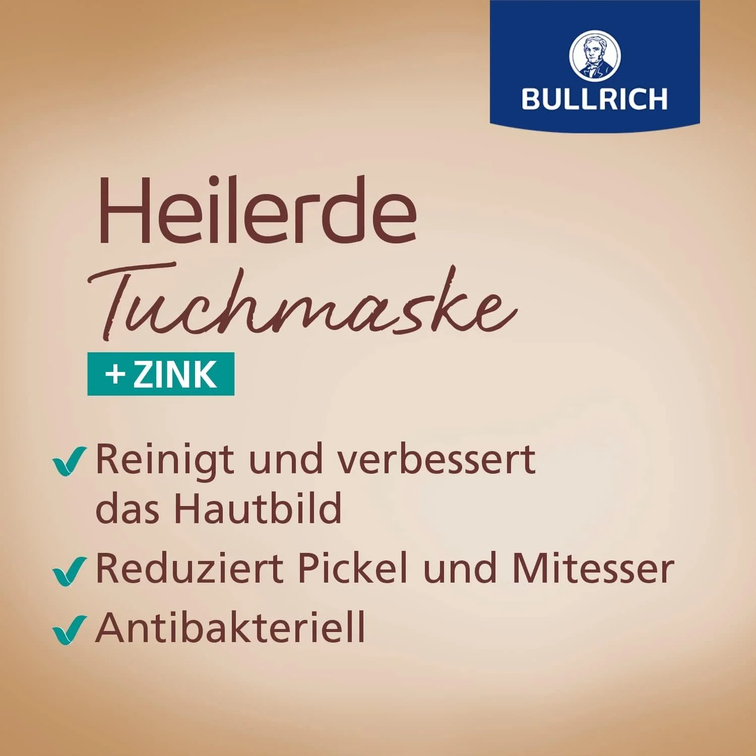 Тканинна маска для обличчя Bullrich Healing Earth + Zinc | Зменшує прищі та чорні цятки | Веганська | 1 шт, фото №3