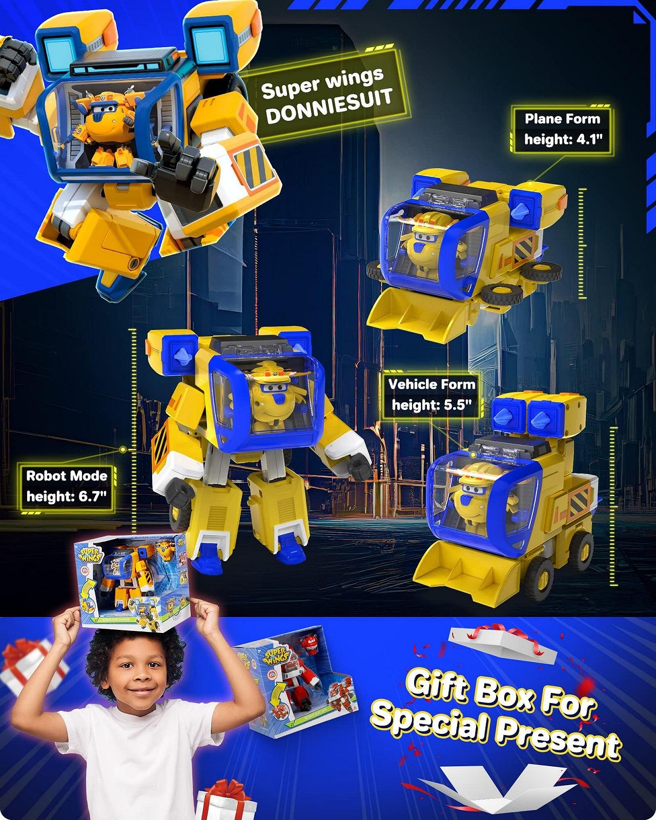 Фигурка-трансформер Super Wings New Robot Suit Donnie, 23 см, желтая, фото №6