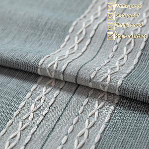 Скатертина квадратна в клітинку вишита 140 x 140 см Grey Stripe Тканинна з китицями synthetic.ua - Фото 1