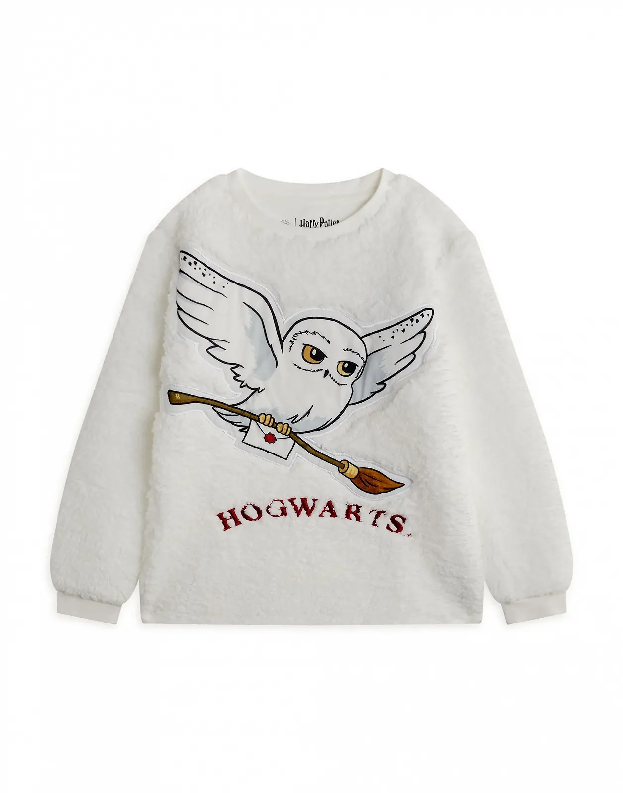 Комплект детской пижамы Harry Potter Hogwarts Hedwig, Топ с длинными рукавами из флиса шерпа и полные штаны для отдыха с принтом, фото №4 Комплект детской пижамы Harry Potter Hogwarts Hedwig, Топ с длинными рукавами из флиса шерпа и полные штаны для отдыха с принтом, фото №4