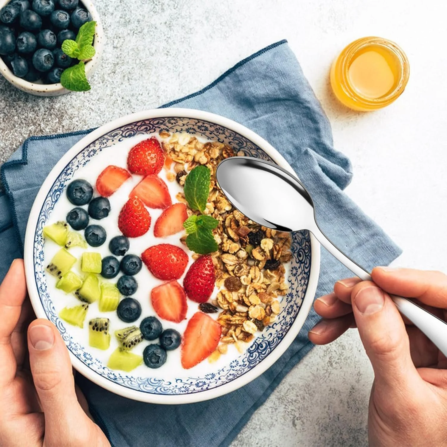 Ложка столовая из нержавеющей стали 20,5 см, 6 штук, серебристый, фото №5