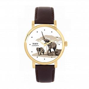 Женские часы Toff London African Elephants, корпус 38 мм, водонепроницаемость 3 ATM, кварцевый механизм, модные - Фото 1