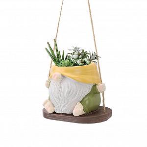 Підвісний квітковий горщик-гойдалка Безликий гном 17х13х13 см зі смоли Декоративний - Фото 1