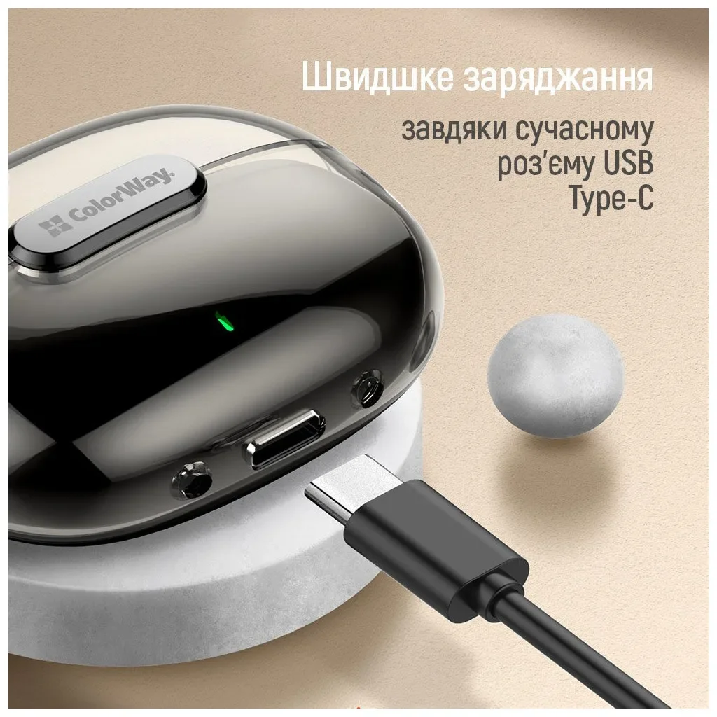 Наушники ColorWay Slim TWS-2 Earbuds Black (CW-TWS2BK), фото №7
