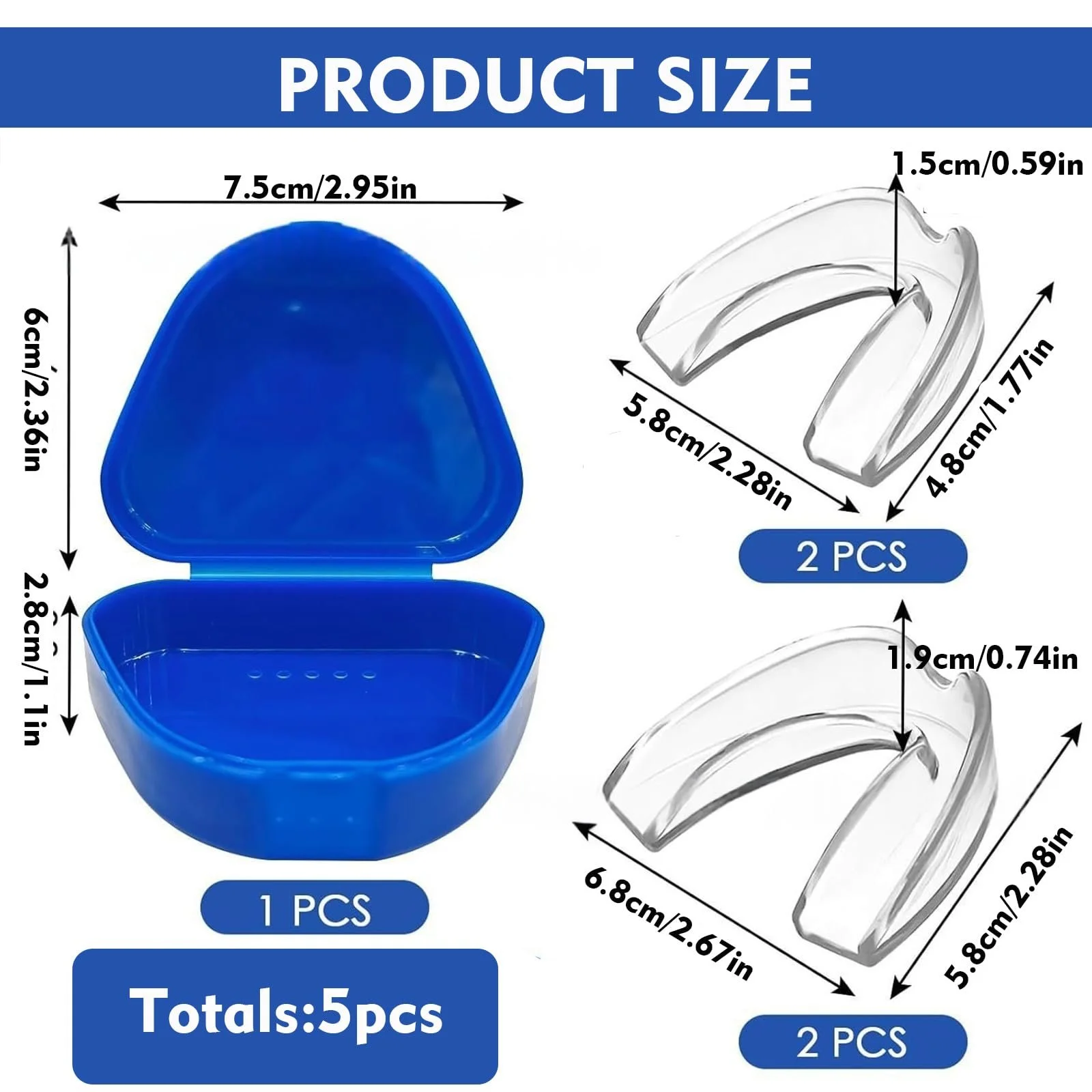 Капа от бруксизма, набор 4 шт, многоразовая, для уменьшения скрежета зубами, эффективно останавливает храп и кусание ночью., фото №2