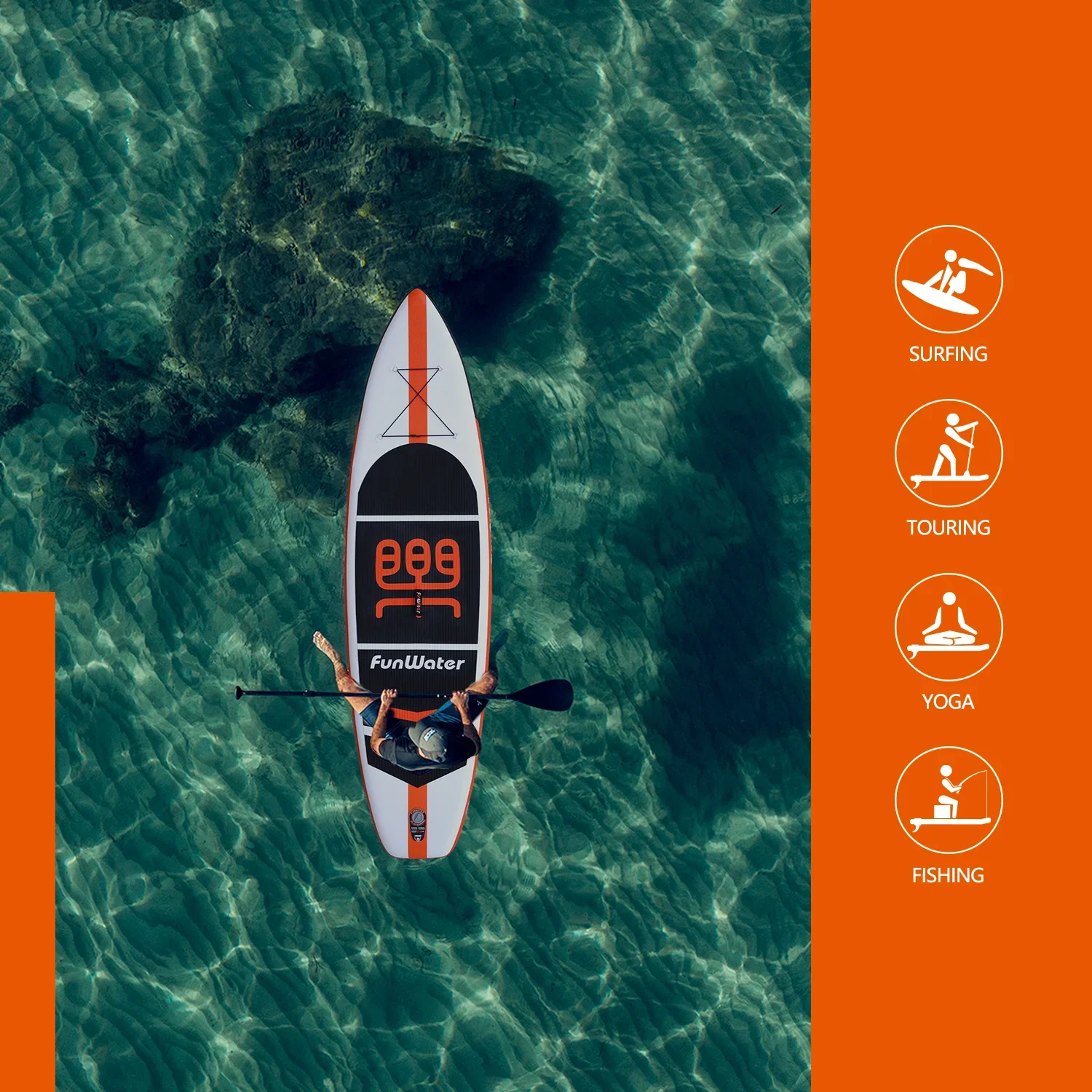 Надувна SUP дошка FunWater Orange, фото №6