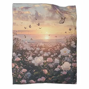Покривало Flannel Sea of Flowers М'яка Тепла Покривало для спальні, офісу, дивана, 3D ковдра, Теплий плед для дивана, 200 x 230 см - Фото 1