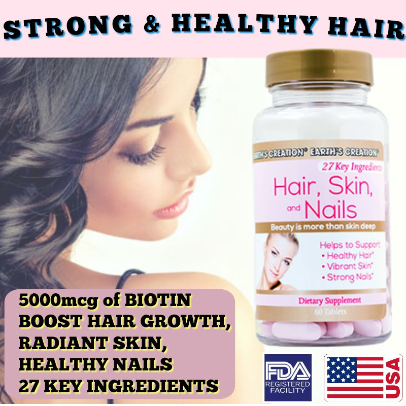 Витамины для волос кожи и ногтей Earths Creation Hair Skin Nails 60 tabs, фото №3