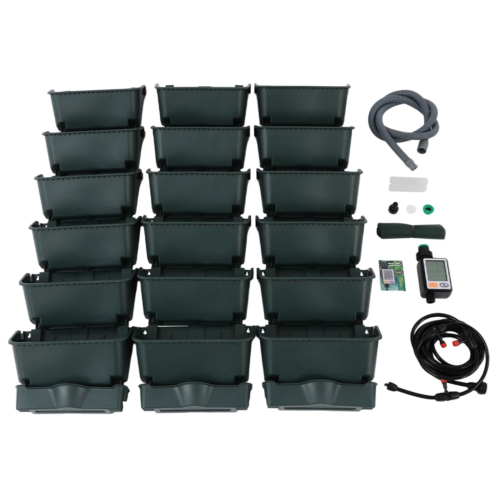 Набір вертикальних настінних горщиків 18 шт. автоматичний полив таймер зелений, фото №6 Набір вертикальних настінних горщиків 18 шт. автоматичний полив таймер зелений, фото №6