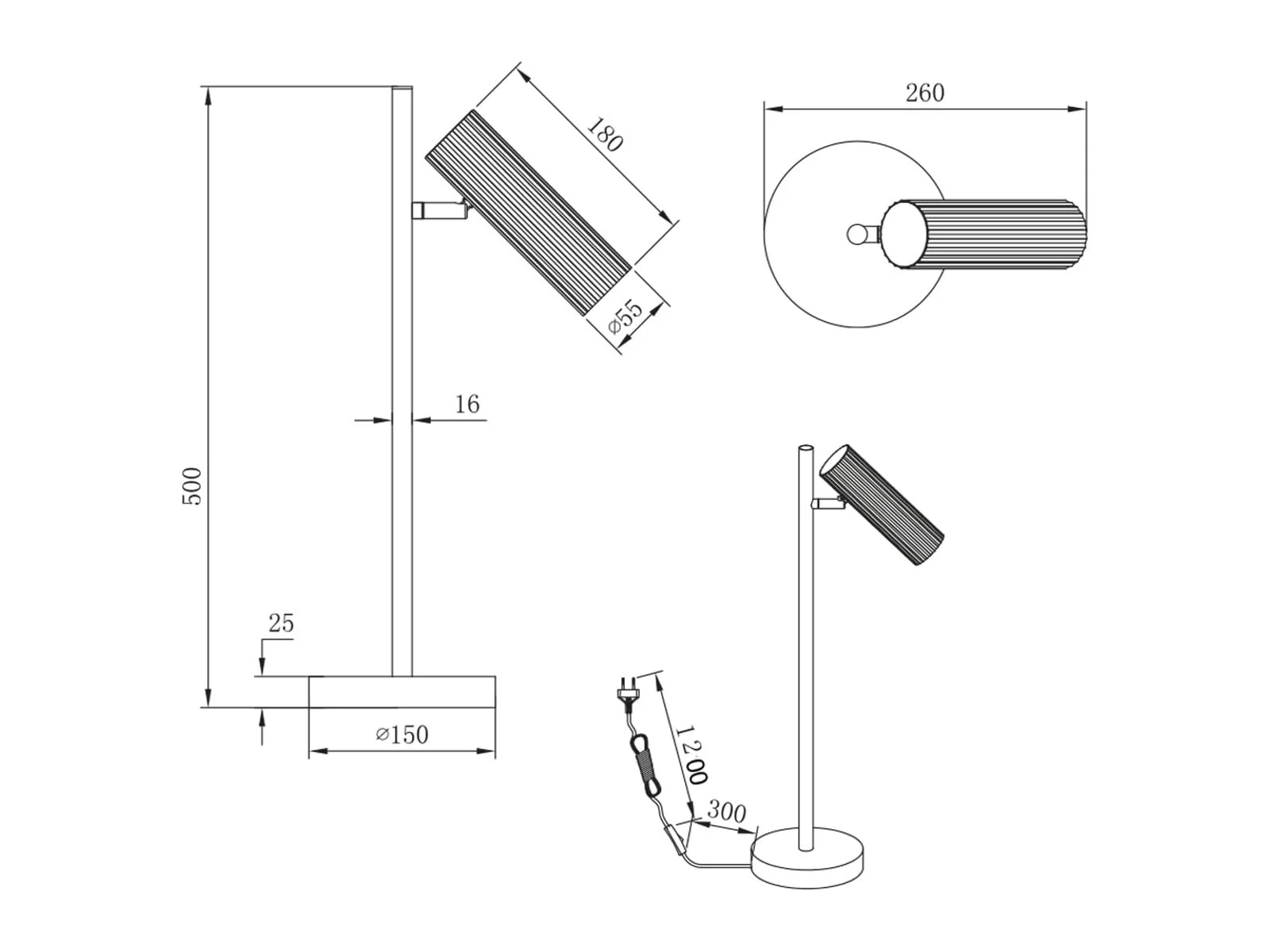 Настільна лампа Modern Swivelling Spotlight 50 см Black, фото №5