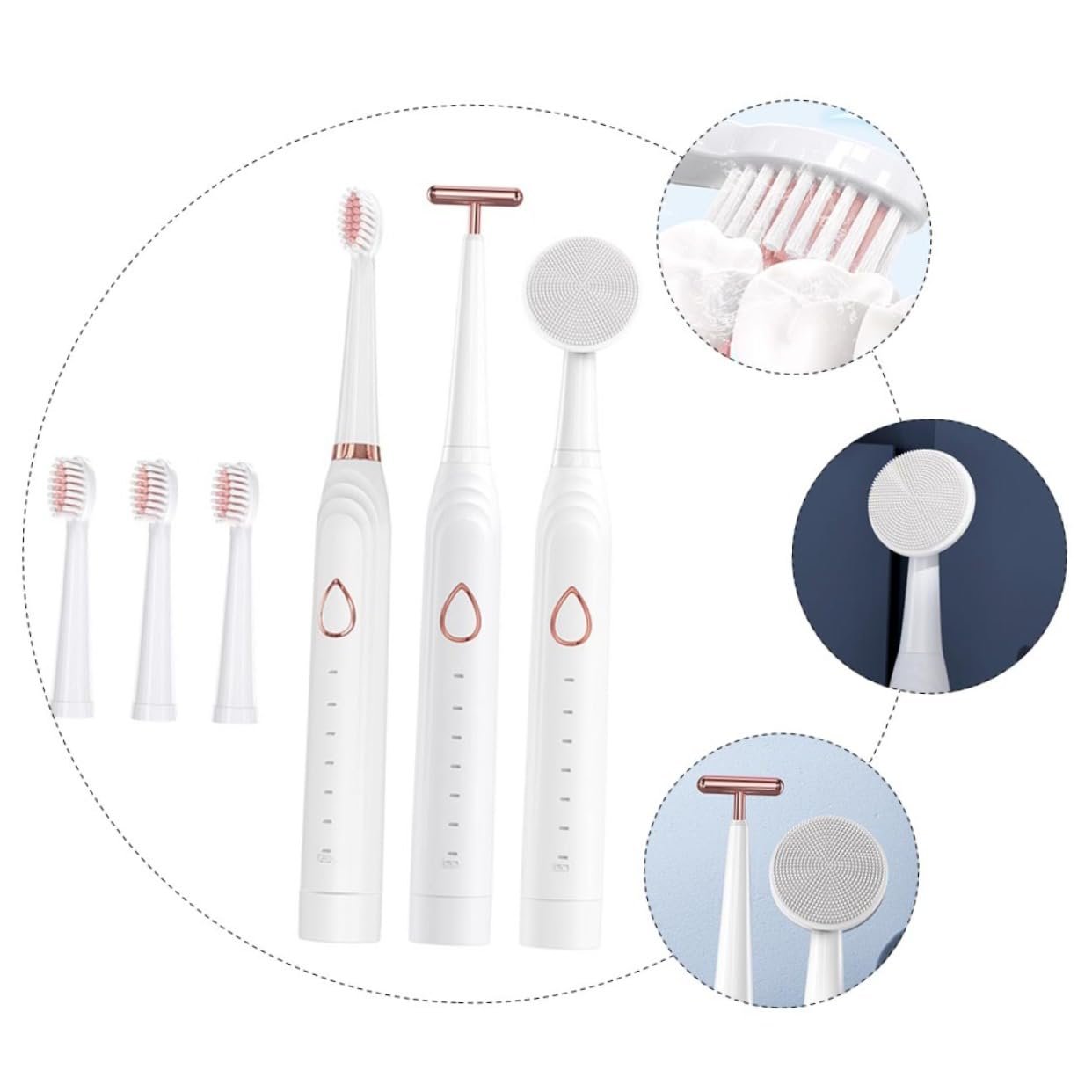 Електрична звукова зубна щітка Beaupretty 1Satz із функцією очищення обличчя Бездротове заряджання, фото №5