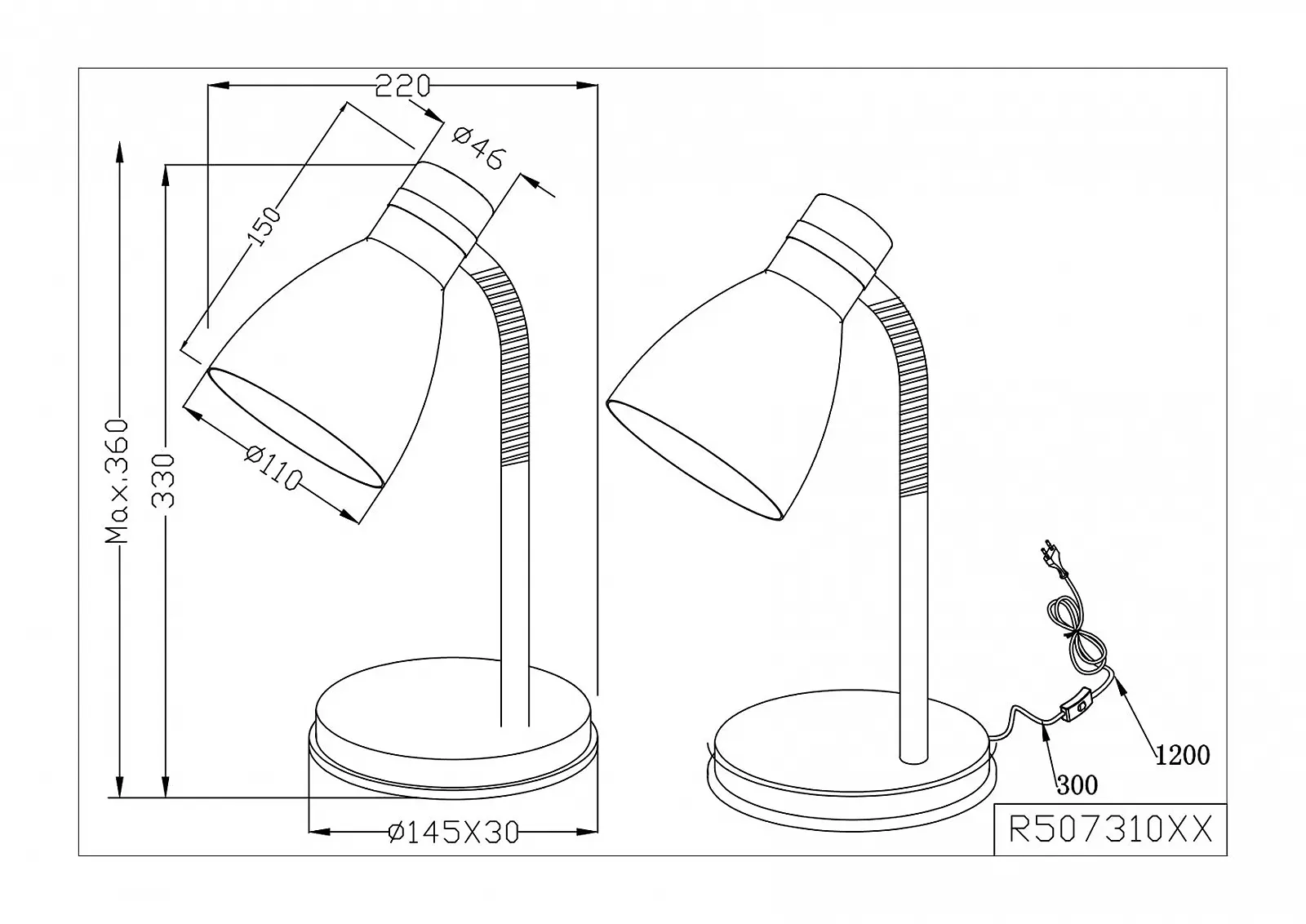 Настільна лампа Harley Flexible Adjustable E27 Max 10 W 14x33 см Метал Матова чорна, фото №7