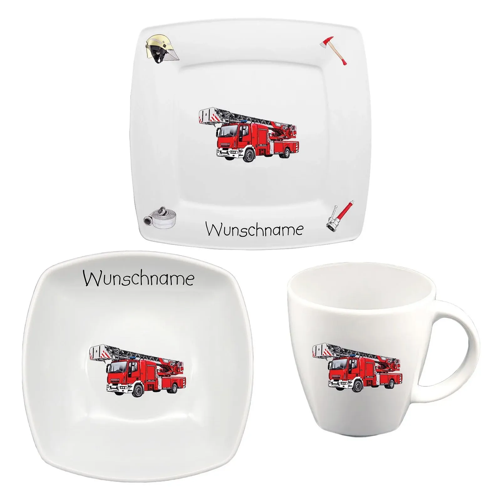 Детский Набор Посуды Завтрак Квадратный 3 предмета Фарфор Пожарная Бригада, фото №1 Детский Набор Посуды Завтрак Квадратный 3 предмета Фарфор Пожарная Бригада, фото №1