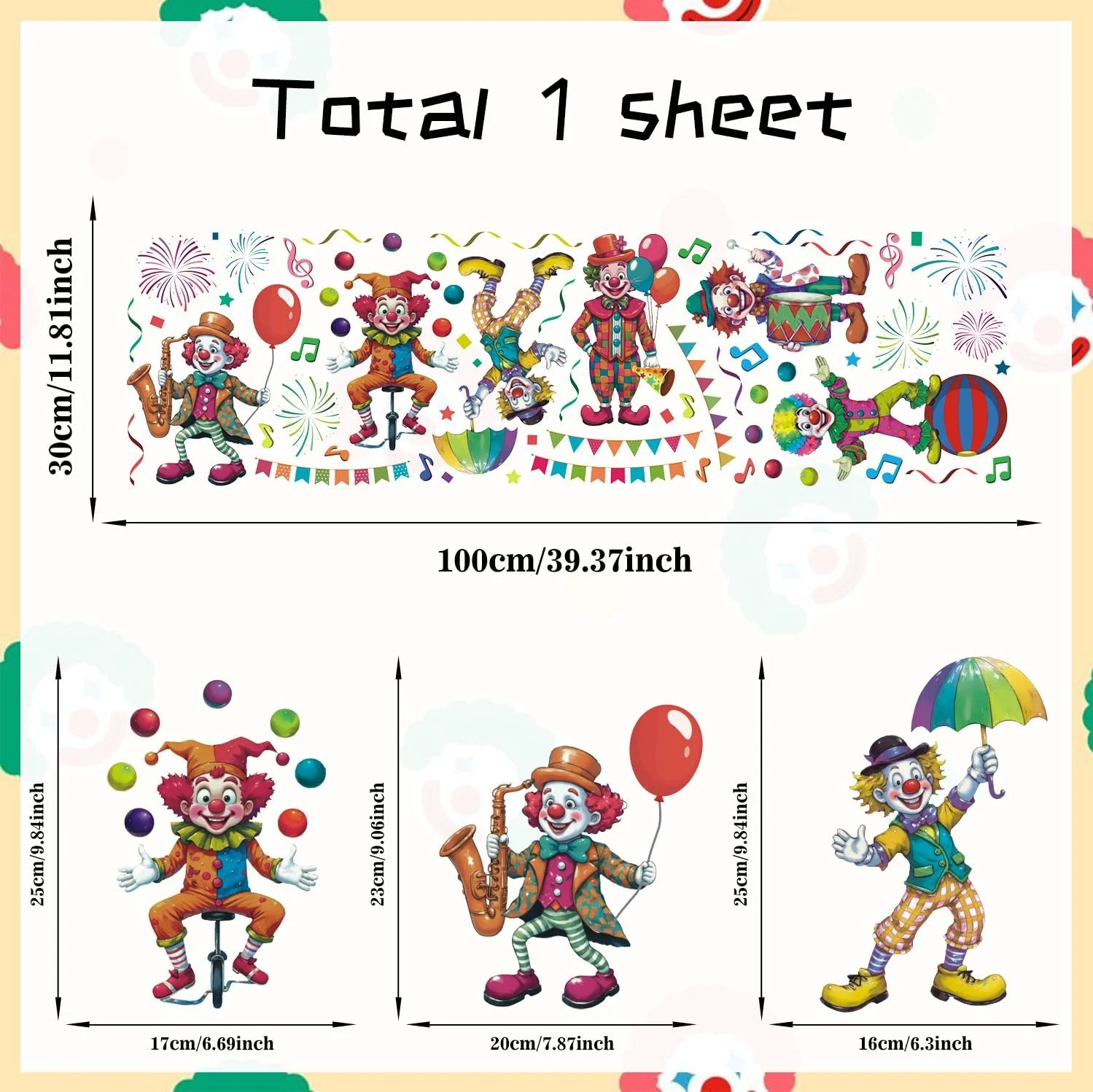 Наклейка для стін HPNIUB Carnival ПВХ 100 x 30 см, фото №2