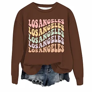 Женский Свитшот с принтом Los Angeles, круглый вырез, женские свитшоты и худи, топ с калифорнийской графикой, повседневный, большой размер, осенняя одежда, колледж, Y2K, однотонный - Фото 1