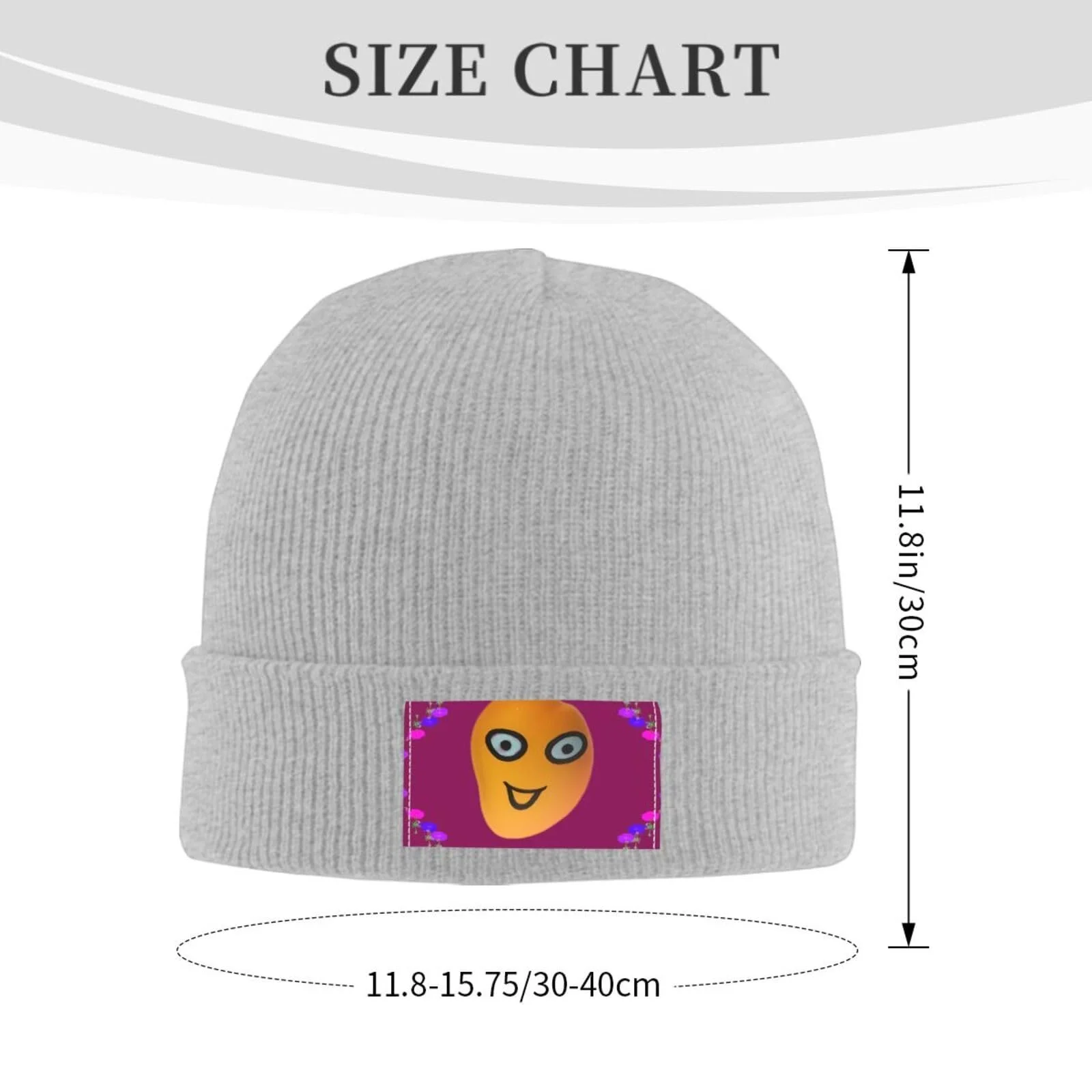 Вязана шапка Чорна Зображення манго смайлика, фото №2