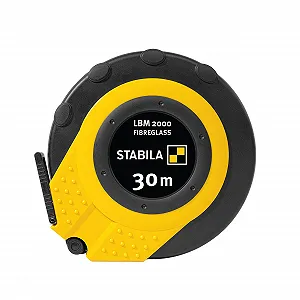 Рулетка Stabila Capsule LBM 2000 стекловолоконная 30 м, стекловолоконная измерительная лента с метрической шкалой и защитой от перегибов, универсальный крючок, небьющийся корпус, точность MID, LBM 2000, 30 м, черный/желтый - Фото 1