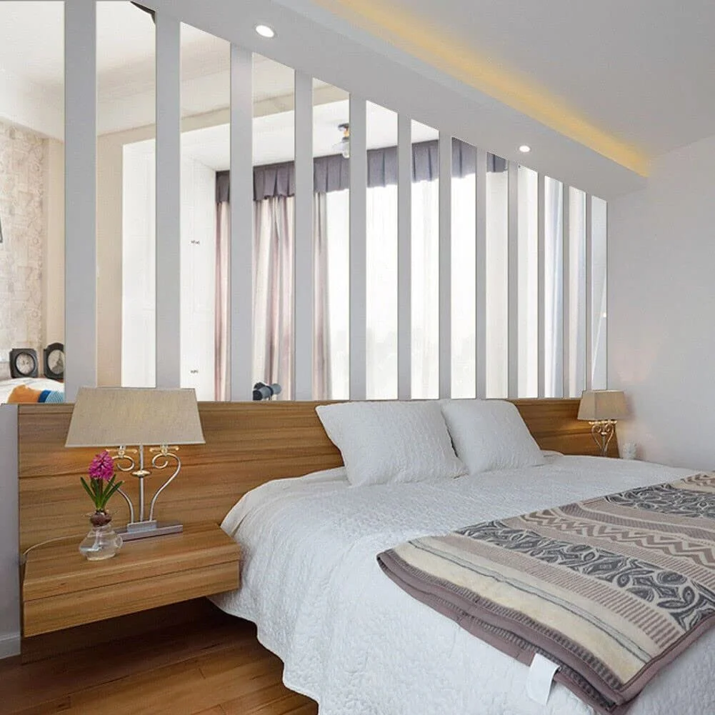 Дзеркальні наклейки на стіну Акрилова мозаїка 10 штук 5×50 см Сріблясті, фото №2 Дзеркальні наклейки на стіну Акрилова мозаїка 10 штук 5×50 см Сріблясті, фото №2