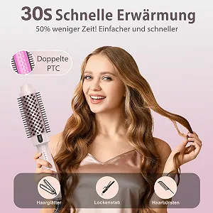 Термощітка Tresses Touch Negative Ion 5 Temperature Levels Tourmaline Ceramic Dual PTC 30s Quick Heating Pink synthetic.ua - Фото 1
