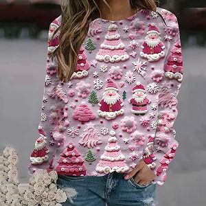 Женский Свитшот с Рождественским Принтом Винного Бокала, Круглый Вырез, Длинный Рукав, Рождественский Забавный Графический Джемпер, Хлопковый Удобный Зимний Свитер Плохое Рождество synthetic.ua - Фото 1