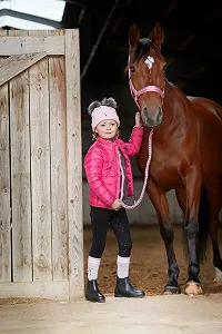 Вязаная детская шапка Equipage Розовая с двумя помпонами synthetic.ua - Фото 1