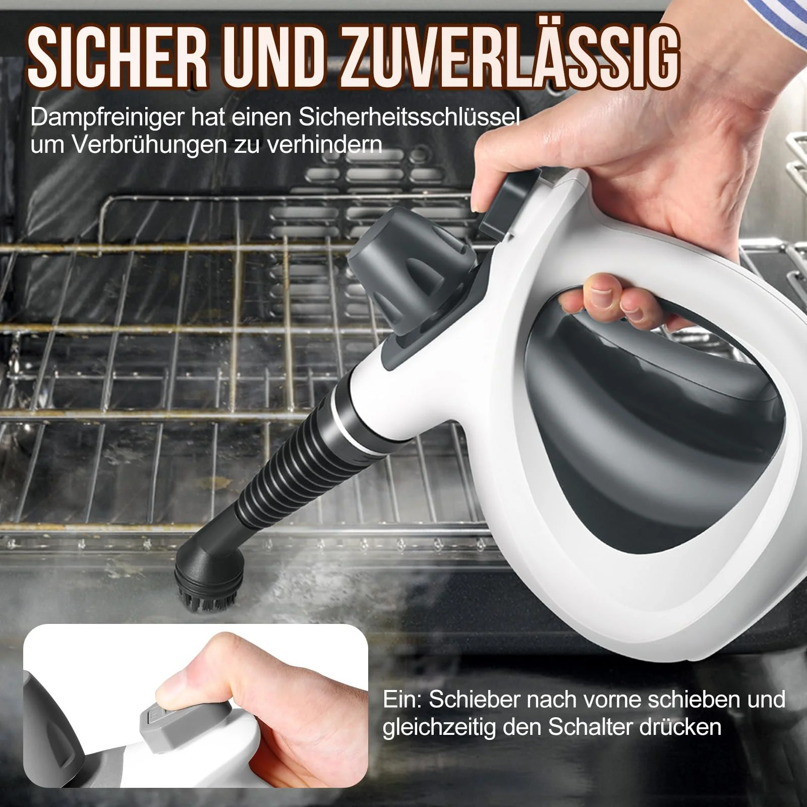 Пароочисник 1050W з 11 аксесуарами для домашнього текстилю, оббивки, килимів, плитки, іграшок та автомобільних сидінь, фото №5