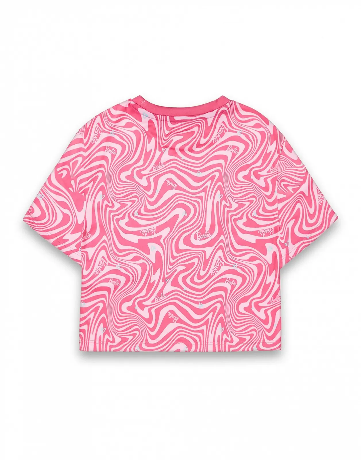 Комплект піжами для дівчаток Barbie, рожевий, топ з короткими рукавами та шорти, фото №4