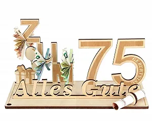 Грошові подарунки Giftota на день народження, подарунки на 75-річчя чоловікові/жінці, дерев'яна прикраса - Фото 1