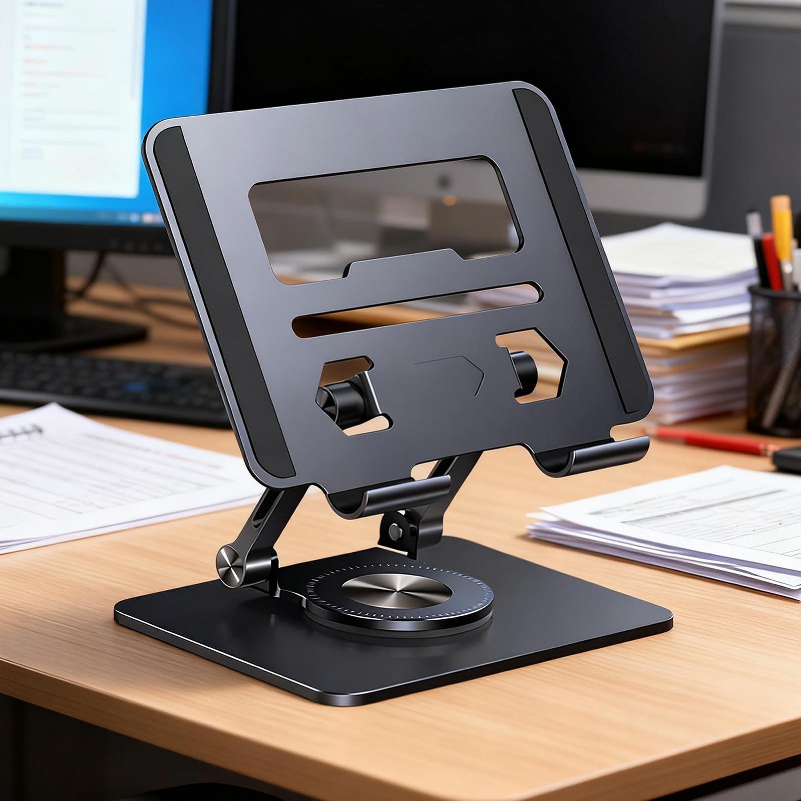 Подставка для ноутбука Алюминиевый сплав 360 вращение - портативная подставка-подъемник Эргономичная подставка для ноутбука для смартфонов Ноутбуки Планшеты Дом Колледж Общежитие Школа Путешествия и, фото №3