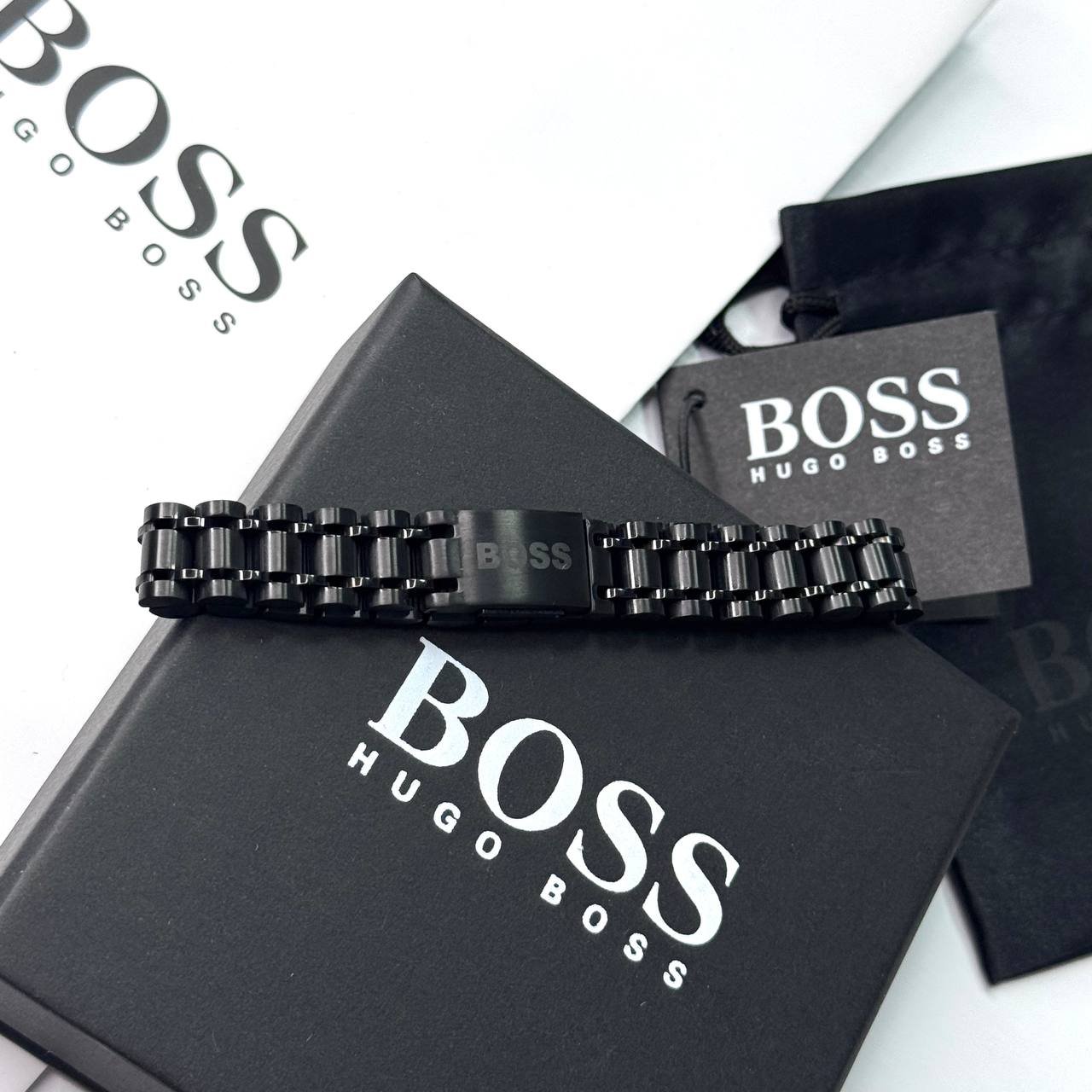 Чоловічий браслет на руку сталевий чорного кольору в подарунковій упаковці, фото №4