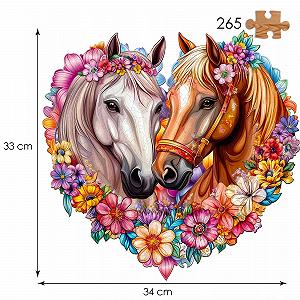 Дерев'яний пазл Horses in Love 265 деталей у коробці з міні-мольбертом synthetic.ua - Фото 1
