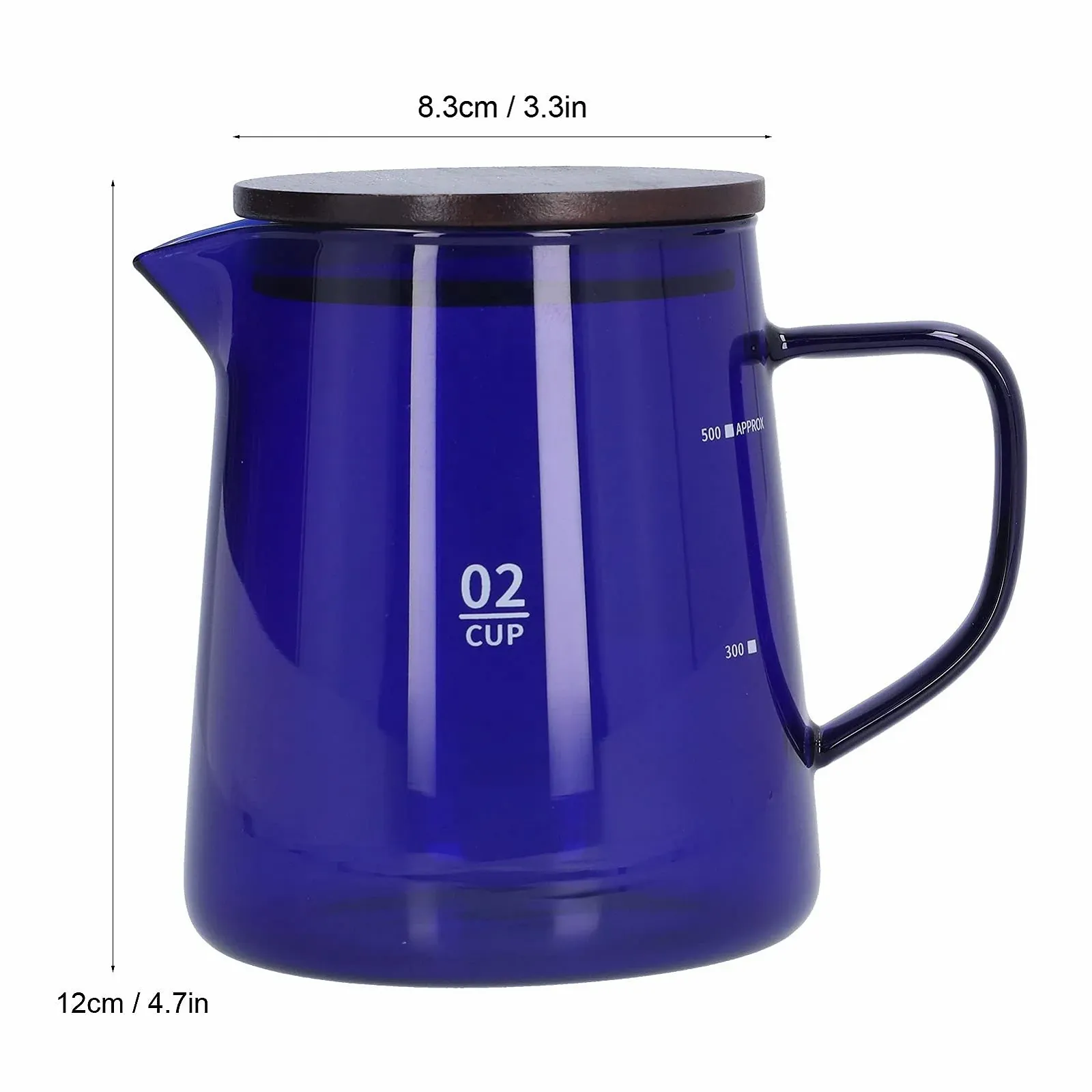 Сервер для кофе Стеклянный 500 мл Прозрачный (Синий), фото №4