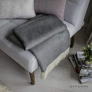 Одеяло Linen & Cotton из 100% шерсти мериноса ромб synthetic.ua - Фото 1