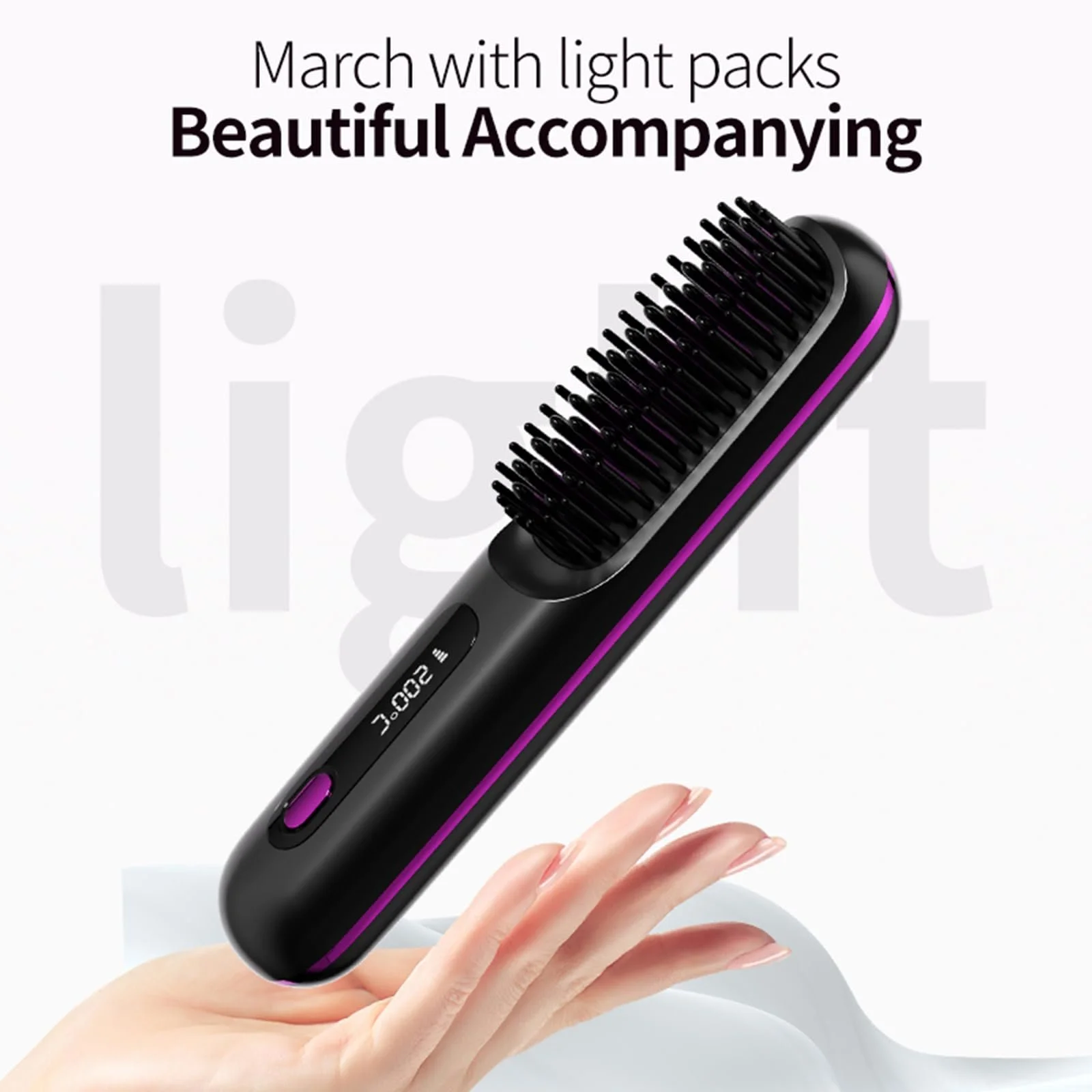 Портативна щітка-випрямляч Go Brush Pro акумуляторна Чорна, фото №5