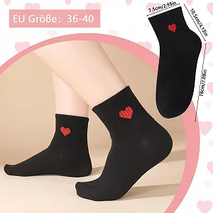 Женские носки с красным сердцем, теннисные носки с сердечками, размер 36-40, спортивные носки из хлопка, стильные носки, носки с рисунком, спортивные носки (6 пар) synthetic.ua - Фото 1