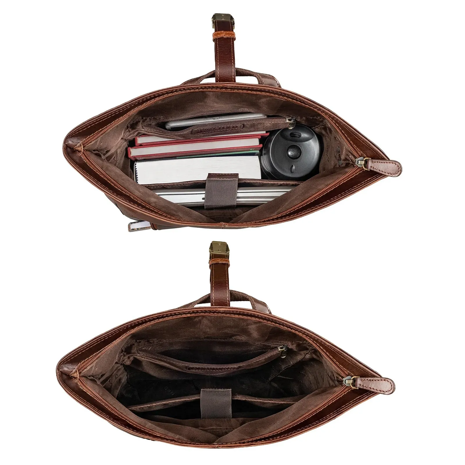 Рюкзак для ноутбука STILORD Harriet XL 17" Кожаный Роллтоп Коричневый Zamora, фото №1