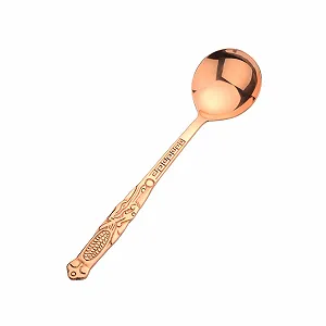 Ложка 100% Pure Copper кована, старовинний візерунок, 20 см, для сімейних обідів, ресторанів, десертів, тортів, морозива - Фото 1