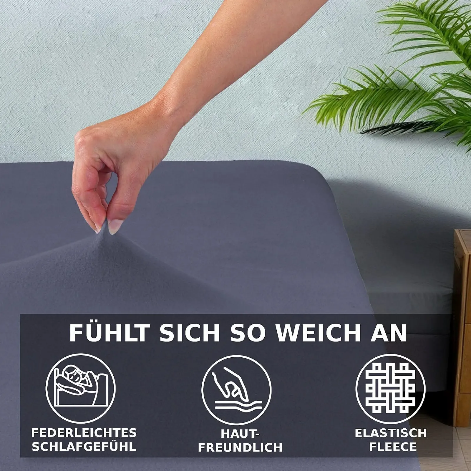 Простыня на резинке Malika
Зимняя термофлисовая простыня на резинке, мягкая, флисовая простыня на резинке, трикотажная простыня, пушистая мягкая плюшевая простыня, цвет: антрацит, размер: 140-160 x 200 см, фото №3