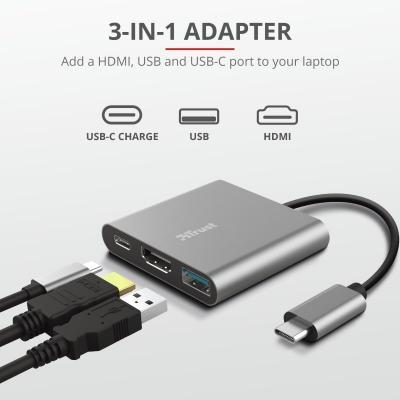 Концентратор Trust Dalyx 3-in-1 Multiport USB-C Adapter Aluminium 23772, фото №6