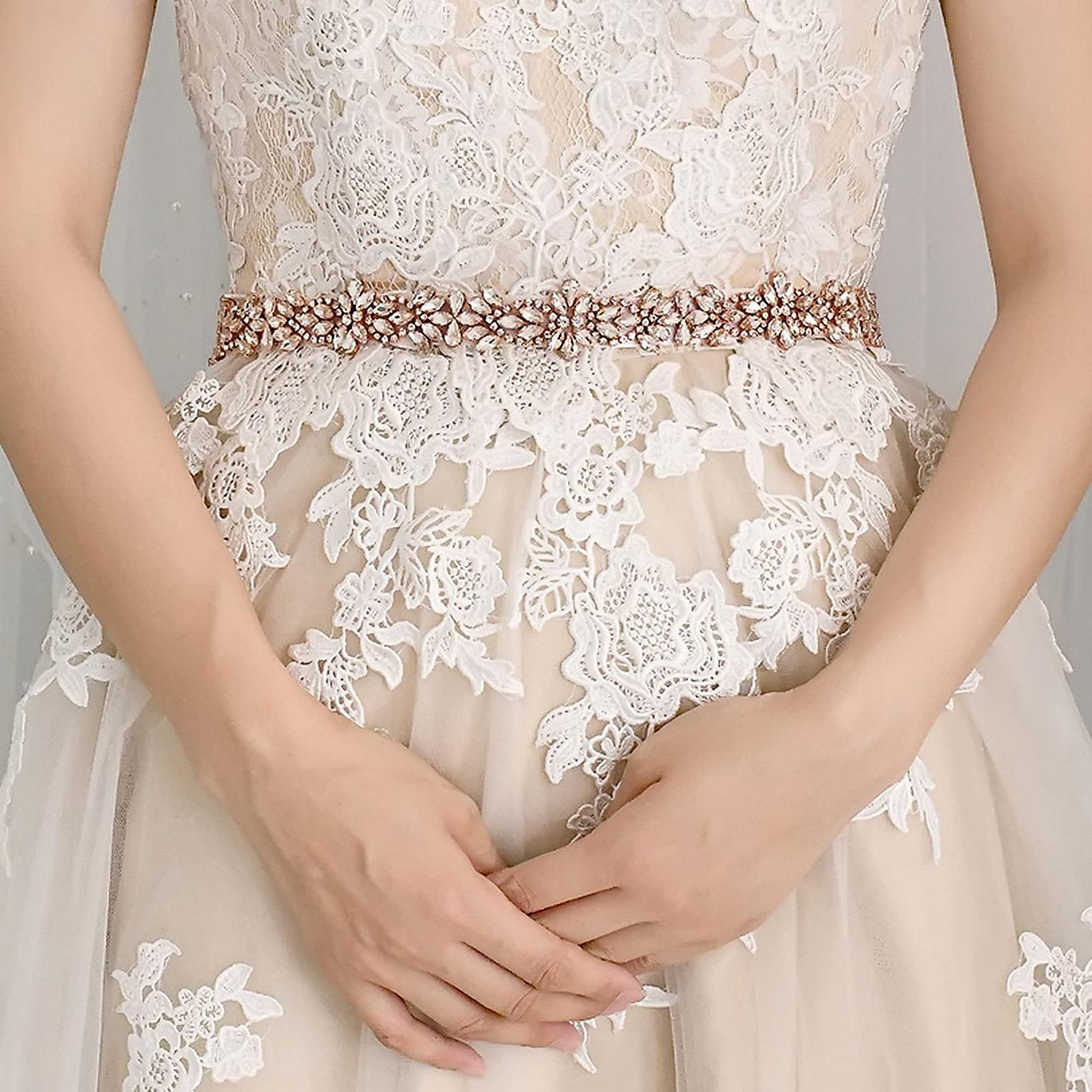 Ремень CHIC DIARY Rhinestone для свадебного платья Rose-Gold, универсальный размер, фото №3