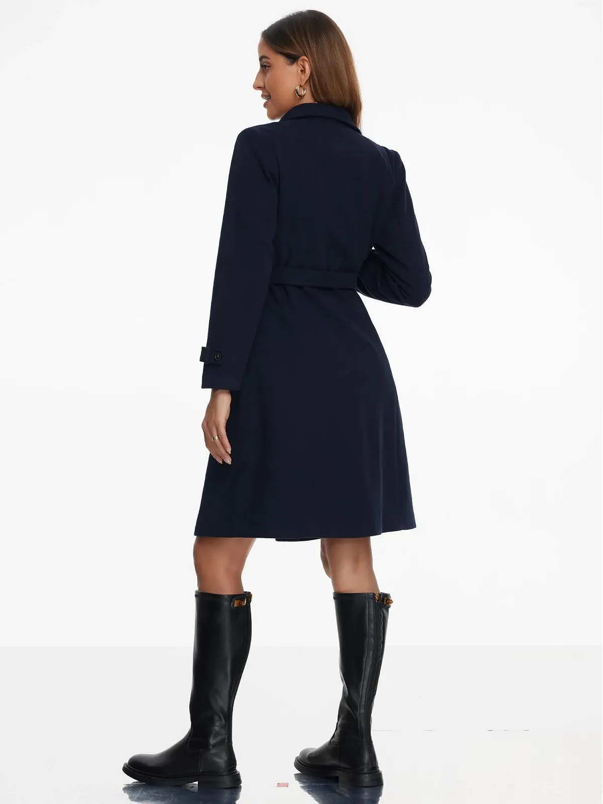 Пальто Allegra K Зимнее Однобортное Классическое Длинный Рукав, фото №4