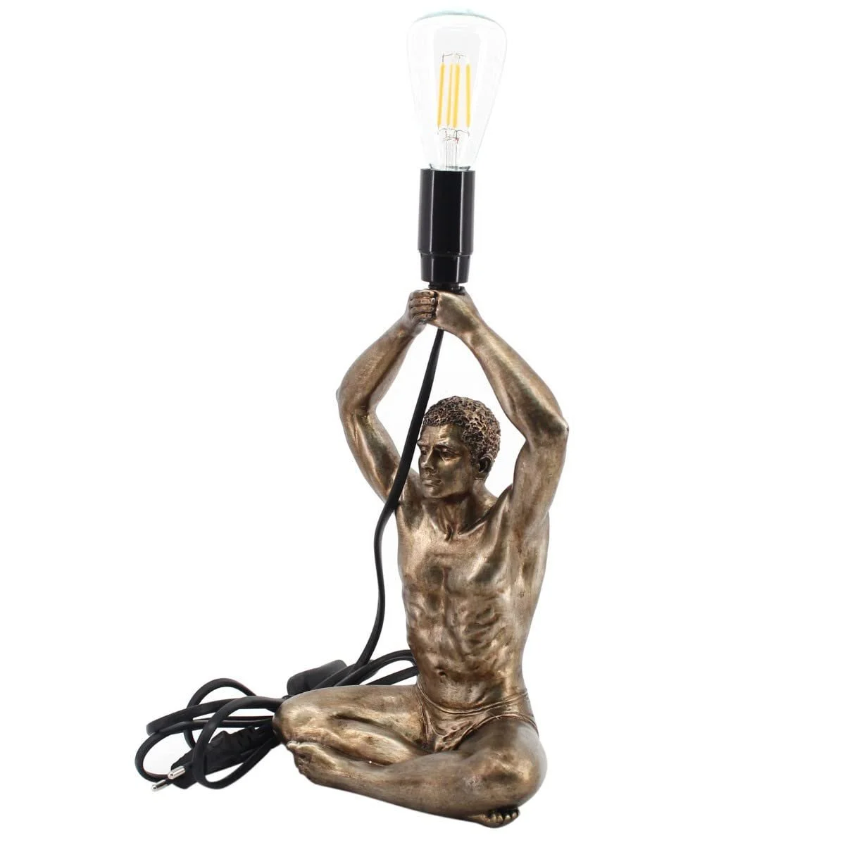 Настільна лампа Decorative Naked Man Yoga Resin Bronze Effect 30 см Бронза, фото №4