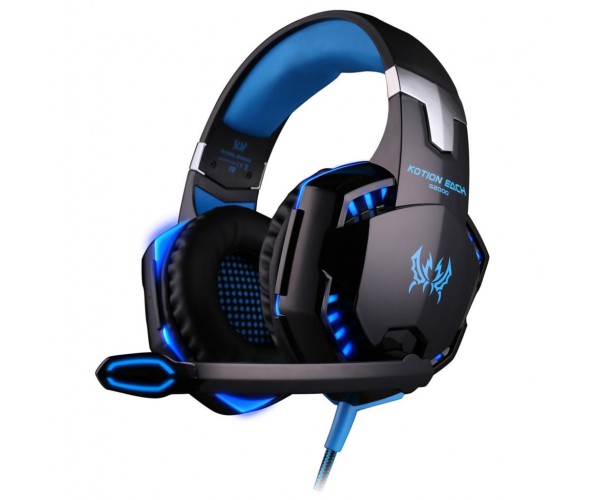 Геймерські навушники Kotion Each G2000 Pro Gaming з підсвіткою Чорно-синій, фото №1
