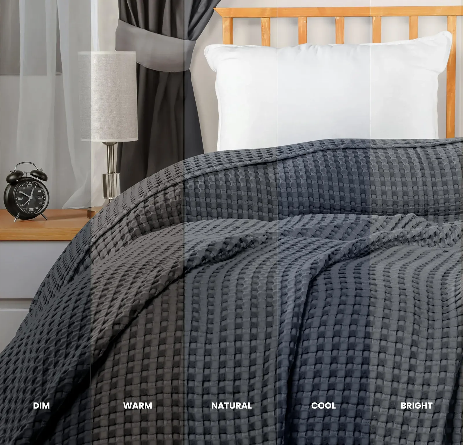 Вафельна Покривало Utopia Bedding Бавовна 228 x 228 см, М'яка, фото №5