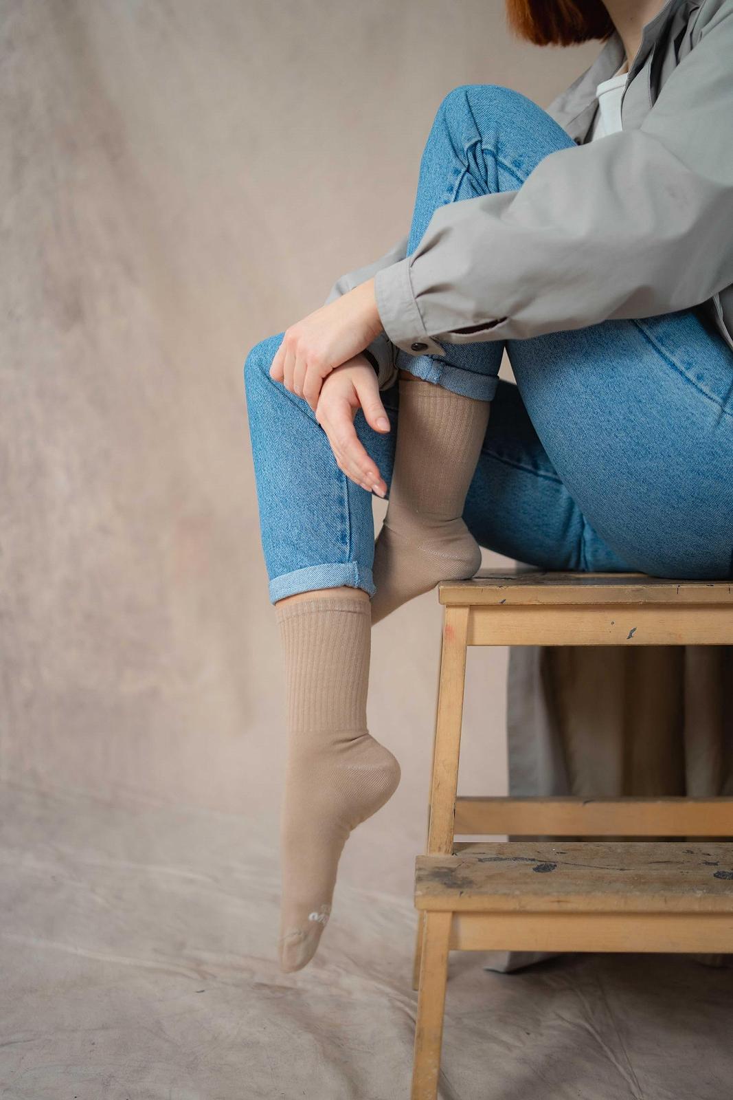 Носки Rainbow Socks Хлопковые Носки Коричневый, Бежевый и Белый - 3 пары, фото №4