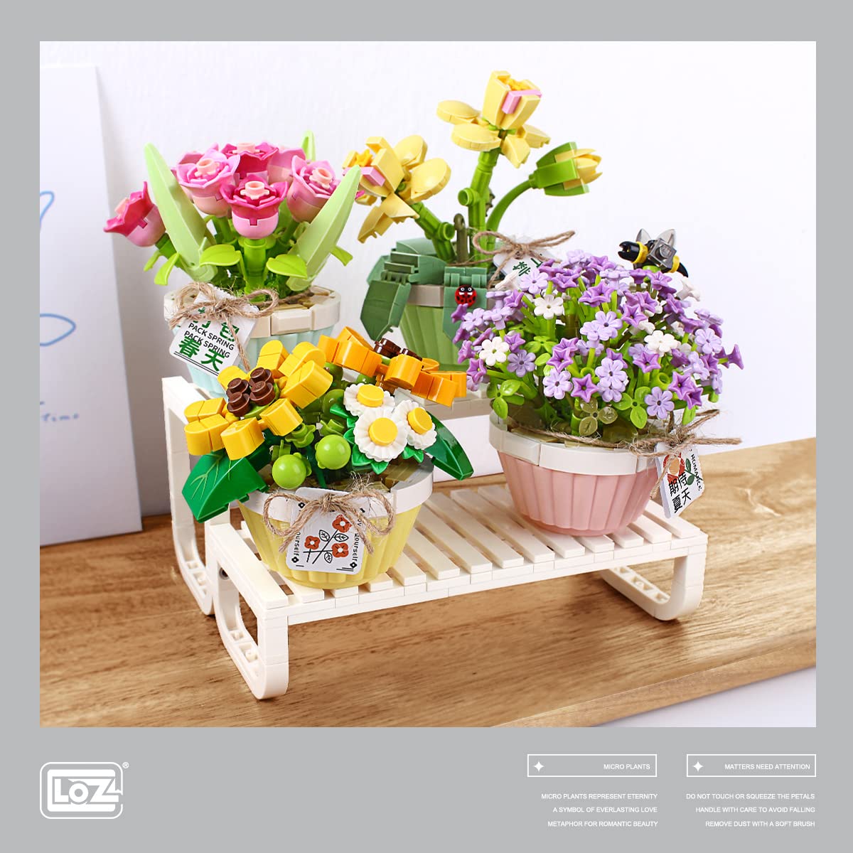 Блоки LOZ Eternal Flower Series 1674 Ваза с цветами, фото №4