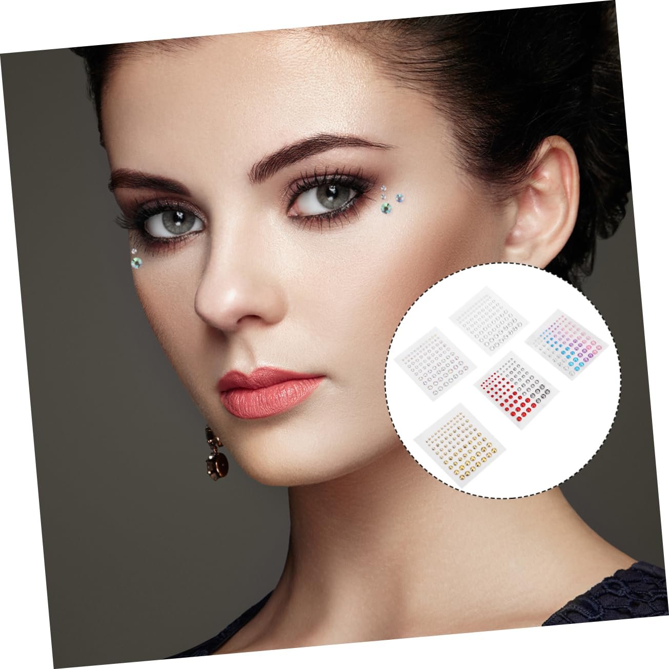 Наклейки со стразами для лица Beavorty, 5 листов, хрустальные украшения для глаз, наклейки с драгоценными камнями, наклейки для глаз со стразами, аппликации со стразами для ногтей, акрил для тела, фото №2