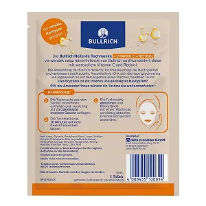 Тканинна маска Bullrich Healing Earth + Вітамін C + Ретинол, покращує колір обличчя, 1 шт synthetic.ua - Фото 1