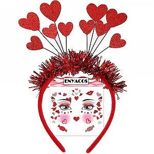 Обруч для волос Сердце Глиттер Красный - Фото 1