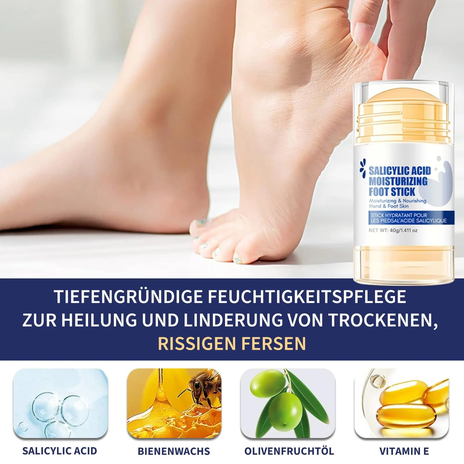 Крем для ног увлажняющий против трещин с салициловой кислотой для сухой кожи пяток и локтей, фото №3